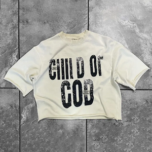 Camisetas de peso pesado con gráfico de gota de Hip Hop, ropa de calle personalizada de algodón de lujo, camiseta cuadrada recortada de gran tamaño para hombres - Product Image 4