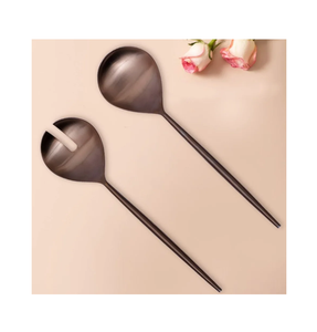 Cuchara de ensalada de acero de última pieza, tenedor y cuchara de cubiertos hecha a mano para utensilios de cocina, cuchara de acero inoxidable - Product Image 3