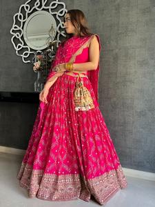 Exclusive <b>Pink</b> Color Designer Wedding Engagement Wear Georgette Embroidery Sequence Work Beautiful Lehenga Choli With <b>Purse</b> - Product Image 4