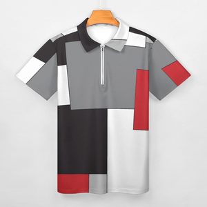 Dernière mode personnalisée hommes pour polos nouvelle couleur bloc manches courtes boutonné classique toile T-Shirt en gros - Product Image 3