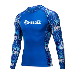 Wholesale Men's Long Sleeve Anti-Bacterial Rashguard <b>T</b>-<b>Shirts</b> MMA <b>BJJ</b> Sports Sublimation Blank Tops Polyester/Spandex - Product Image 4