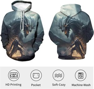 Chemise Animal pour Homme Meilleur Design Dragon Impression 3D Sweat à Capuche Graphique Sweats à Capuche - Product Image 4