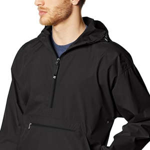 Chaqueta impermeable para la lluvia para hombre, respetuosa con el medio ambiente, tela de poliéster personalizada, bolsillos con cremallera, chaqueta cortavientos de talla grande con MOQ bajo - Product Image 6