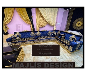 Sofá Marroquí Sedari, Jalsa Marroquí, Salón Marroquí, Lujoso Conjunto de Sofás en Forma de U, Conjunto de Sofás de Madera, Solo Enviamos Este Producto a Europa - Product Image 1