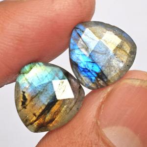 Pierre précieuse naturelle de labradorite 12x12x5 MM pour la fabrication de bijoux, taille trilobé, pierre ronde, éclat bleu vif, labradorite naturelle - Product Image 2