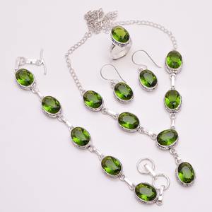 Conjunto de joyas de piedras preciosas de cuarzo cristal natural, conjunto de collar y pulsera, joyería personalizada al por mayor de Plata de Ley 925 - Product Image 6