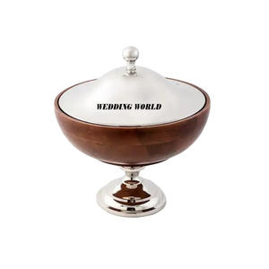 Réchaud alimentaire en acier inoxydable avec pot intérieur en bois, double paroi, finition miroir, luxe, métal poli - Product Image 6