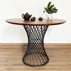 100cm Round <b>Table</b> BA68145 Melaleuca <b>Wood</b> with Round Iron Legs Kitchen & Living Room Furniture Assembled & <b>Extendable</b> - Product Image 4