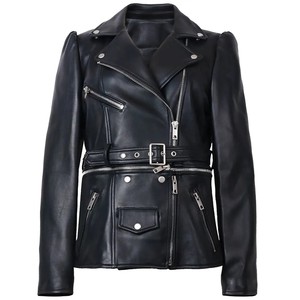 Chaqueta de cuero de motocicleta de moda GAF 2024, chaqueta de cuero para mujer, chaqueta de cuero blanco de piel de oveja auténtica para mujer - Product Image 3
