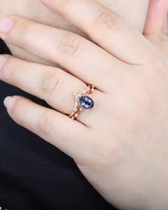 ชุดแหวนหมั้นรูปวงรีทรงรีสไตล์วินเทจทำจากเงิน925ชุดแหวนหมั้นโค้งสำหรับผู้หญิง - Product Image 5