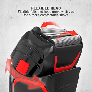 Afeitadora Eléctrica para Hombre con Empuñadura de Goma, Recortadora de Precisión y Lámina Flexible, Resistente al Agua y Fácil de Limpiar en Negro y Rojo - Product Image 4