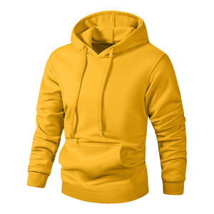 Streetwear d'hiver décontracté pour hommes Pull à capuche à motif solide 100% coton avec poche kangourou Poignets côtelés Doublure en polaire douce - Product Image 2
