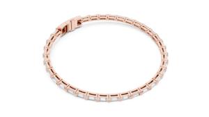 Women's VDS 14K Solid Gold Luxury Tennis <b>Bracelet</b> <b>Baguette</b> Cut Lab Grown CVD Diamonds IGI Certified Fine Jewelry Collet Setting - Product Image 2