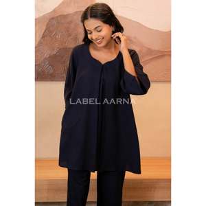 Ensemble coordonné en rayonne viscose bleu prussien pour femme - Product Image 2