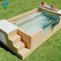 Piscine de luxe en conteneur maritime de 20 pieds ou 40 pieds avec fenêtre en verre acrylique et système de filtration pour villa de villégiature ou jardin.