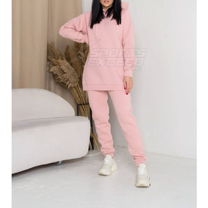 Conjunto Deportivo de Mujer de Lona Sólida de Invierno 2025 de la Mejor Calidad, Ropa Casual a la Moda, 2 Piezas, Mangas Largas, con Capucha, 100% Algodón - Product Image 1