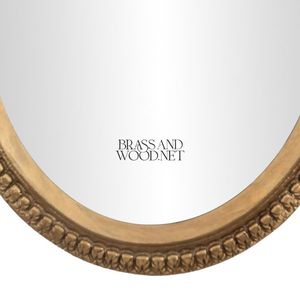 Miroir ovale antique en laiton avec cadre en nœud décoratif - Product Image 4