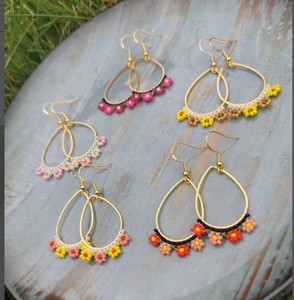 ต่างหูขอบลูกปัดสไตล์โบโฮพื้นเมืองต่างหูลูกปัดขนนกขนนก - Product Image 1