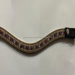 Banda de cuero hecho a mano con forma de onda, de calidad Superior, con cristales multicolor, banda ostentosa para las cejas, cierre a presión - Product Image 4