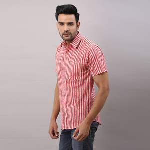 Chemise habillée rayée rose tissée de haute qualité pour homme - 100 % coton respirant, taille XL - Product Image 2