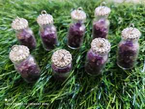 Pendule Pendentif Cristal Quartz Pierres Pendentifs Cadeau Décoratif Avec Chaîne Améthyste Bouteille - Product Image 4