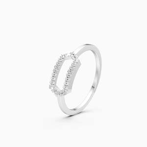 Daily Wear Lab Grown Diamond Stylish <b>Open</b> Hexagon Shape Statement <b>Ring</b> 0.08 Ct In 9K Yellow White And Rose Gold - Product Image 2