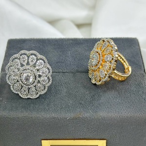 Classic <b>Silver</b> Gold Finish Best Quality <b>Adjustable</b> CZ <b>Ring</b> For Function And Party Wedding Wear Collection For Women Girls - Product Image 1