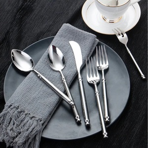 Couverts de luxe en métal royal réutilisables, plaqués argent, cuillère, fourchette, couteau, ensemble de couverts en acier inoxydable, Offre Spéciale - Product Image 3