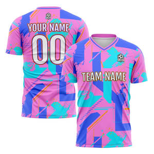 Maillot de football à col en V en polyester 100% sur mesure T-shirts de football personnalisés avec logo de numéro de nom d'équipe pour enfants adultes - Product Image 3