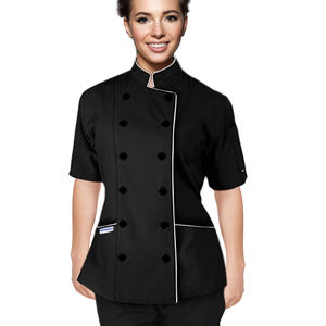 Professional Women's Short-Sleeve Chef Coat Tailored Fit Culinary <b>Uniform</b> for Food Service Catering Baking <b>Hotels</b> & Restaurants - Product Image 1
