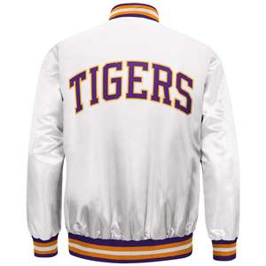 2025 ropa de calle de estilo universitario personalizada para hombre chaqueta Varsity de satén negro bordado de letras griegas invierno Casual béisbol bombardero frontal - Product Image 6