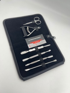 Mirror Polish Finish Manicure Pedicure Set Included Nail Nipper Scissors Pusher 6 In 1 Leather Kit nail Tools with Custom Logo - Product Image 1