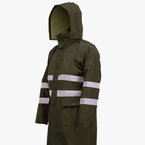 Chaqueta de lluvia ligera ecológica con revestimiento de PU impermeable a prueba de viento de alta visibilidad tiras reflectantes para acampar uso al aire libre - Product Image 1