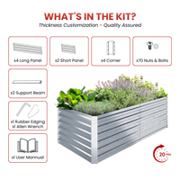 Bac de Jardin Surélevé en Acier Galvanisé Profond, Modulaire, Rectangulaire, Grand Bac à Plantes Métallique pour l'Extérieur, Vente en Gros GB008