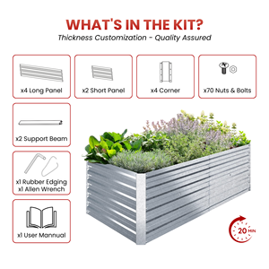 Metal Raised Garden Bed Rectangular Planter <b>Box</b> Outdoor Corrugated Galvanized Steel Garden Beds GB008 - Product Image 3