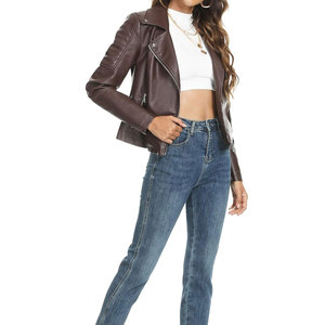 Veste en cuir véritable pour femme, nouvelle veste en cuir de motard décontractée et élégante, en emballage premium, vestes en cuir - Product Image 1