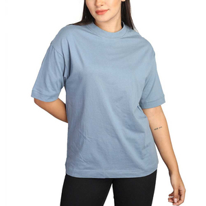 T-shirt décontracté pour femme, coupe régulière, manches courtes, 100 % coton, respirant, écologique, à séchage rapide, avec appliques bicolores, style hip-hop, personnalisable OEM - Product Image 2