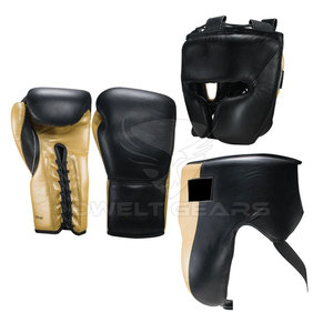 DWELT GEARS - Conjunto Profesional de Boxeo Personalizado en Cuero PU con Protector Inguinal, Protector de Cabeza y Guantes de Boxeo, Color y Logotipo Personalizables - Product Image 3