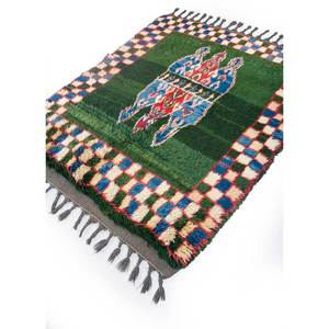 Tapis rectangulaire Nuray vert en laine nouée à la main, grande surface 9x12, motif abstrait géométrique pour couloir, idéal pour la maison des adolescents - Pae-1367 - Product Image 2