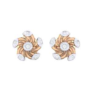 Boucles d'oreilles clous florales plaquées or 18 carats certifiées GIA avec 12 diamants véritables (0,07 ct au total) et zircon pour fiançailles - Product Image 4