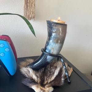 Decoración para el Hogar y Decoración Festiva, Decoración de Cuerno Natural, Portavelas con Atrapasueños, Técnica Pulida - Product Image 4