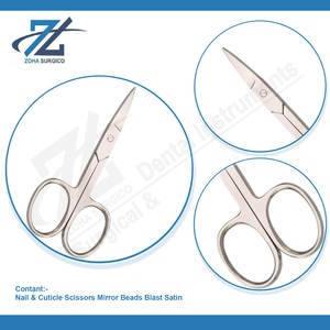 Tijeras para cutículas de uñas, cuentas de espejo de 9cm, Tijeras para uñas de acero inoxidable satinado, tijeras de precisión para uñas, fabricante de Pakistán - Product Image 4
