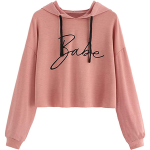 Wholesale Women's French Terry Cropped Pullover Hoodie Custom Logo Plus Size Sweatshirt Autumn/Winter Hooded Collar - Product Image 6