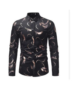 เสื้อเชิ้ตผู้ชายแขนยาวสไตล์ลำลองสำหรับฤดูใบไม้ร่วง ปกเชิ้ตแบบพับได้ ลายเรียบ ผ้าซาติน ป้องกันการเป็นขุย ผลิตจากโพลีเอสเตอร์/คอตตอน - Product Image 6