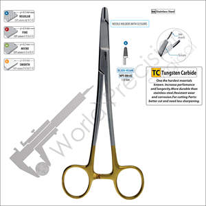 Porte-aiguilles droit TC Olsen-Hegar, instrument chirurgical en acier inoxydable, pointes en acier inoxydable allemand, tailles personnalisables - Product Image 2