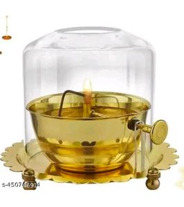 Modern Handcrafted Pure Brass Akhand Jyoti Diya for Daily Worship and Temple Decor New Sculpture with China Glass for Diwali - Product Image 5