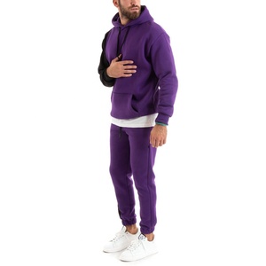 Venta al por mayor de diseño personalizado Unisex Training Jogger 2 piezas conjuntos con capucha pantalones de chándal y Sudadera con capucha 100% algodón que absorbe el sudor ligero - Product Image 3