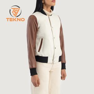 Chaquetas universitarias de primera calidad para mujer, chaquetas con letras bordadas personalizadas para mujer, perfectas para deportes universitarios y de equipo, servicio OEM - Product Image 2