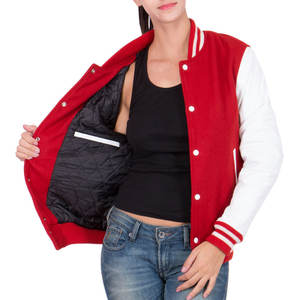 Mejor Fabricante Proveedor Directo de Fábrica Mujeres Varsity Chaqueta Manga Larga Botón Up Diseño Mujeres Chaquetas de Cuero - Product Image 3