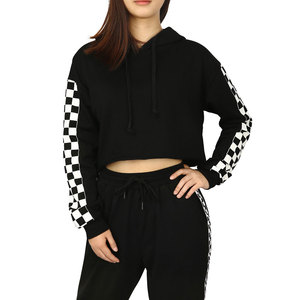 Sudaderas con capucha de Invierno para mujer, Jersey informal de manga larga con dobladillo crudo, Tops cortos, sudaderas, tienda de ropa negra para mujer - Product Image 3